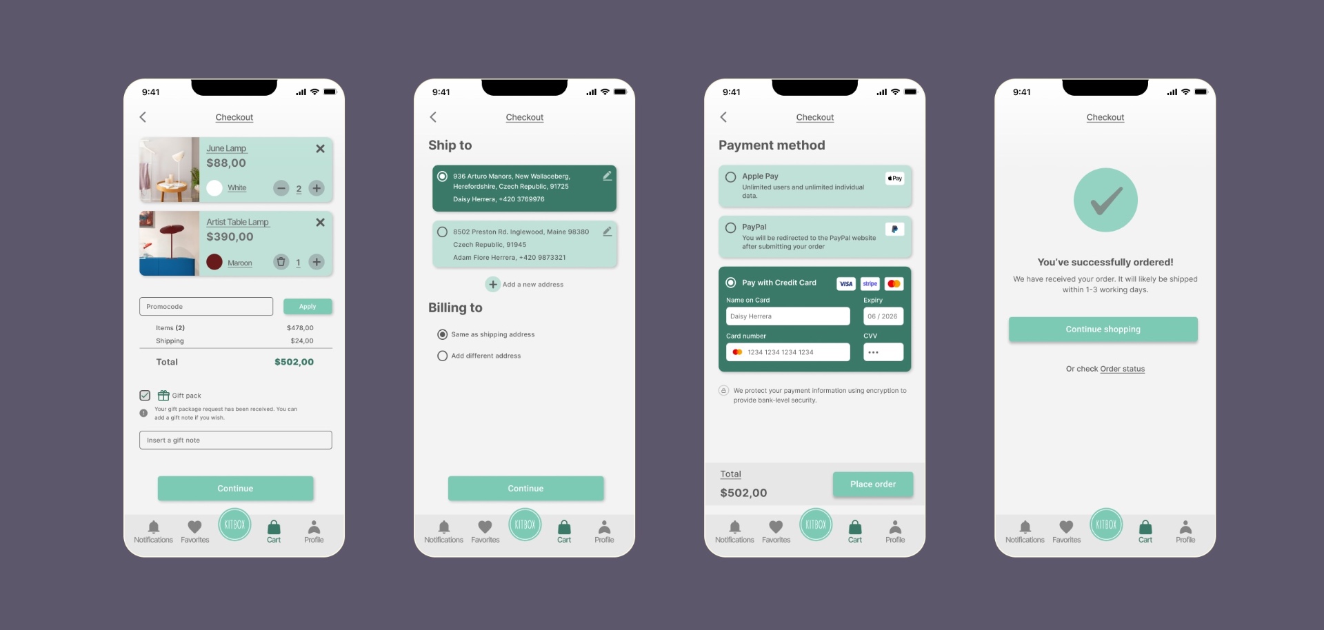 Kitbox — checkout flow