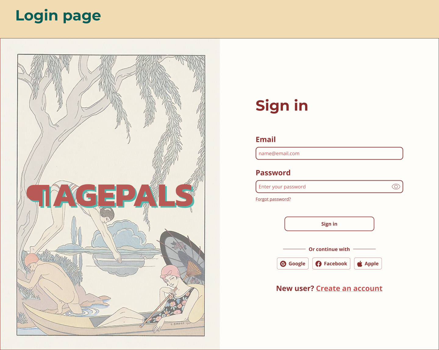 PagePals — high fidelity wireframes