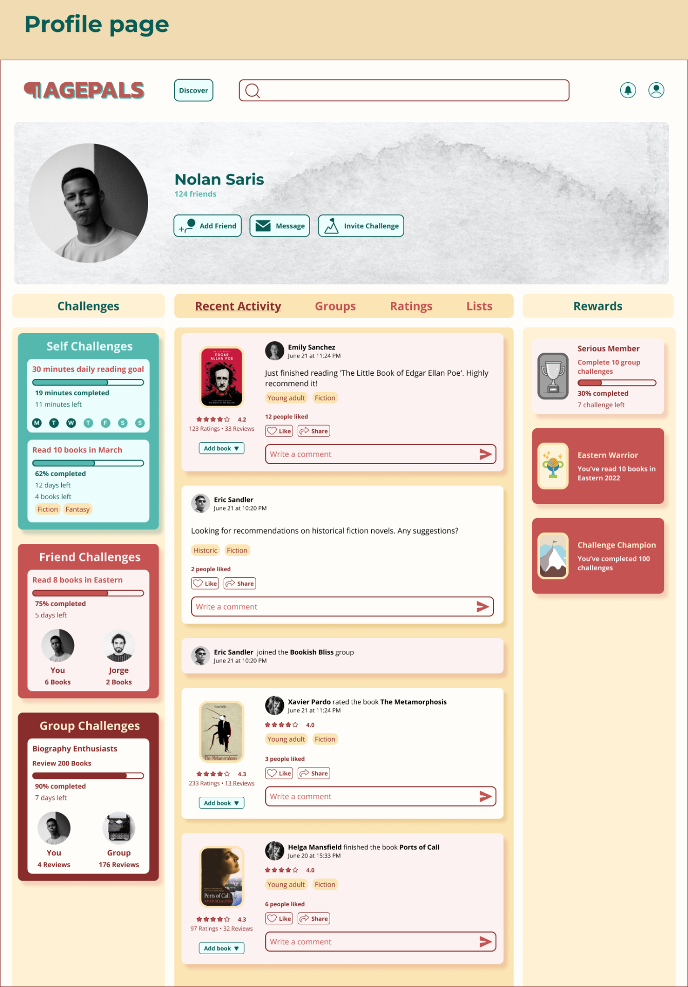 PagePals — Profile page