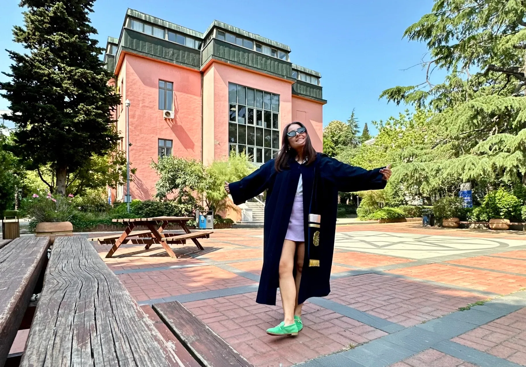 Yagmur in a courtyard in Istanbul