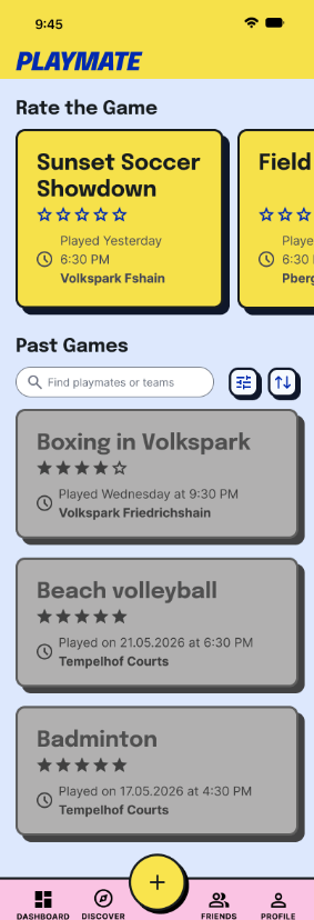 PlayMate — Rate the game and past games