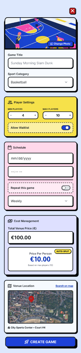 PlayMate — Create a game