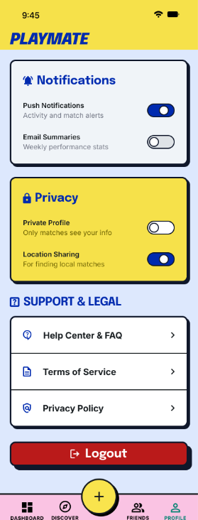 PlayMate — Settings