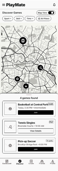 PlayMate low-fidelity wireframe 5