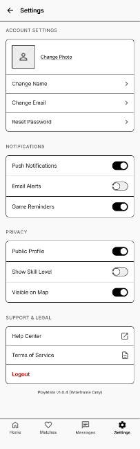 PlayMate low-fidelity wireframe 7